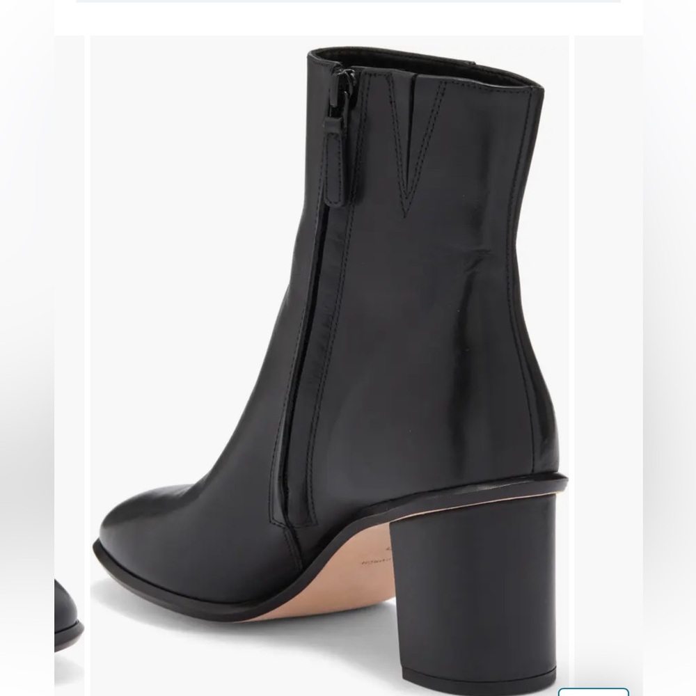 TORY BURCH Brooke Stamped Bootie Heel Leather Black Side Zip and Elastic Size 7. - Picture 2 of 16